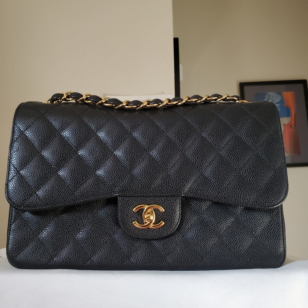 Chanel Classic Jumbo Black Caviar Gold Hw - Picture 13 of 16